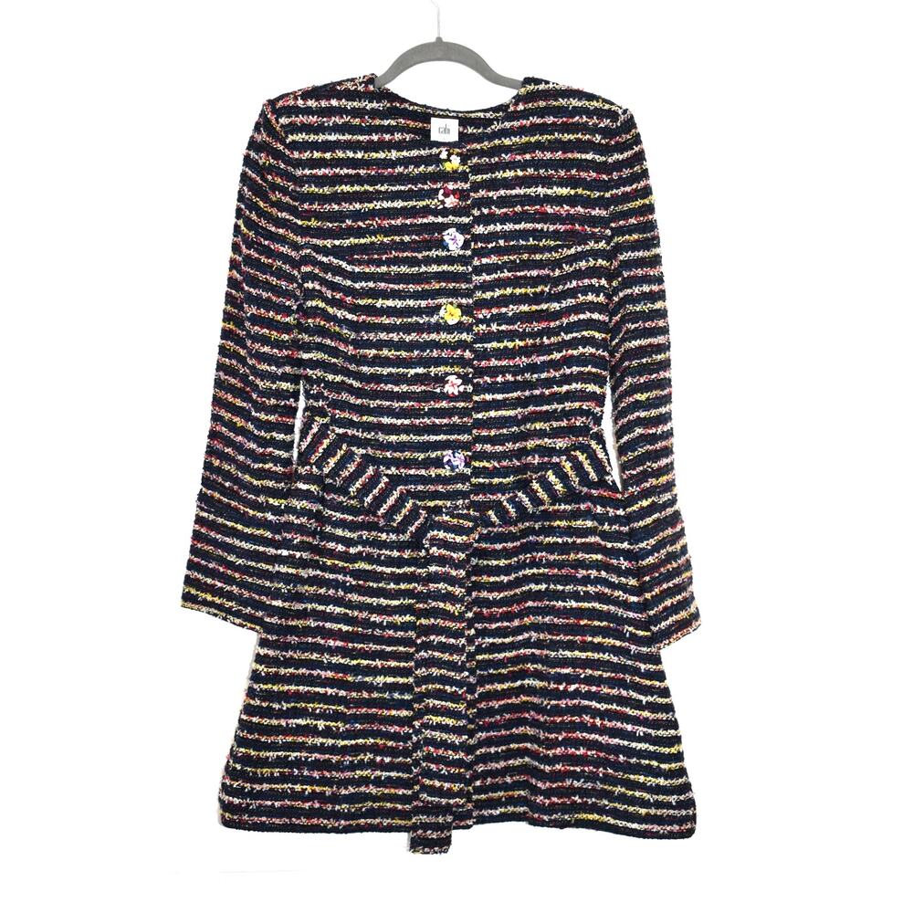 cabi Tweed Jacket Women's Size 8 Headline Topper Floral #5660 Spring 2020 Funky